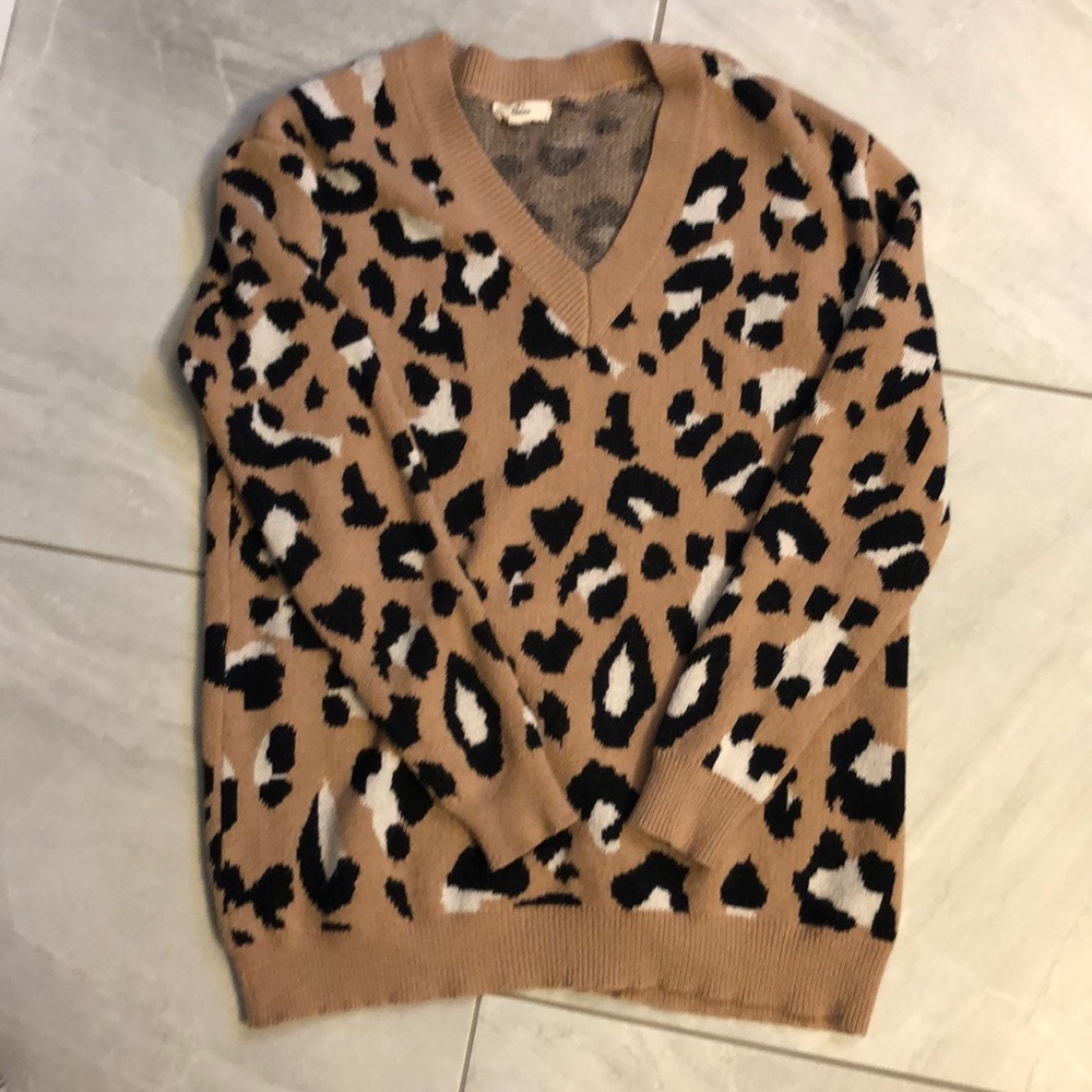 Leopard Entro V Neck Sweater